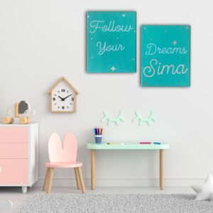 Personalized Painted Canvas With Metallic Vinyl - Kids Room Wall Art