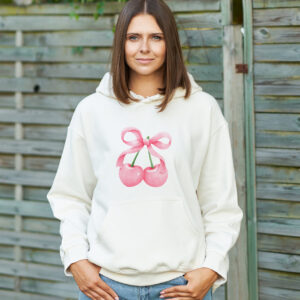 🍒 Sweet Cherry Bow Fleece Hoodie Sweatshirt 🎀