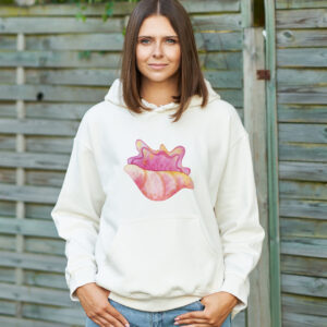 🐚 Vibrant Pink Seashell Fleece Hoodie Sweatshirt 🌊💖